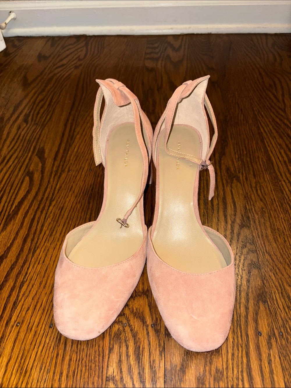 Women’s Size 8.5 Pink Suede Ankle Buckle Heels